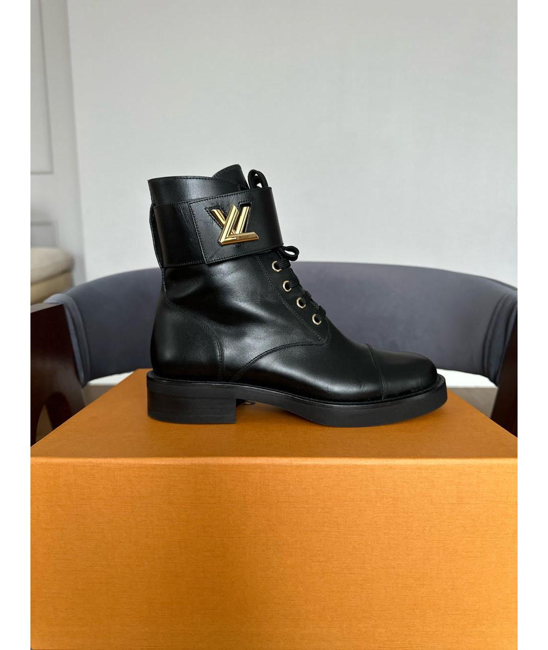 LOUIS VUITTON Черные кожаные ботинки, фото 5