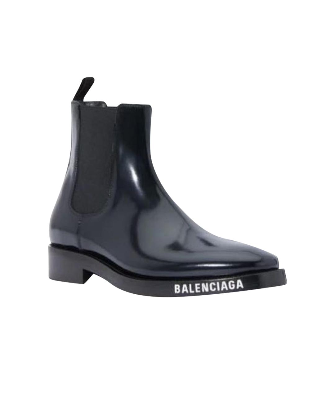 BALENCIAGA Черные кожаные ботинки, фото 1