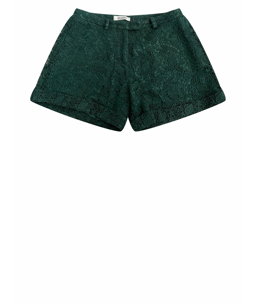 VALENTINO Зеленые кружевные шорты, фото 1