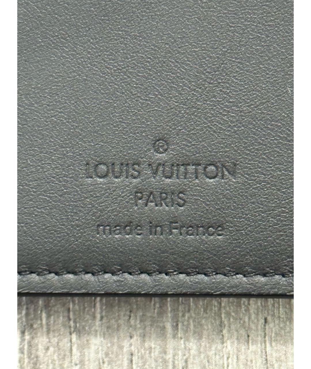 LOUIS VUITTON Черный кожаный кошелек, фото 8