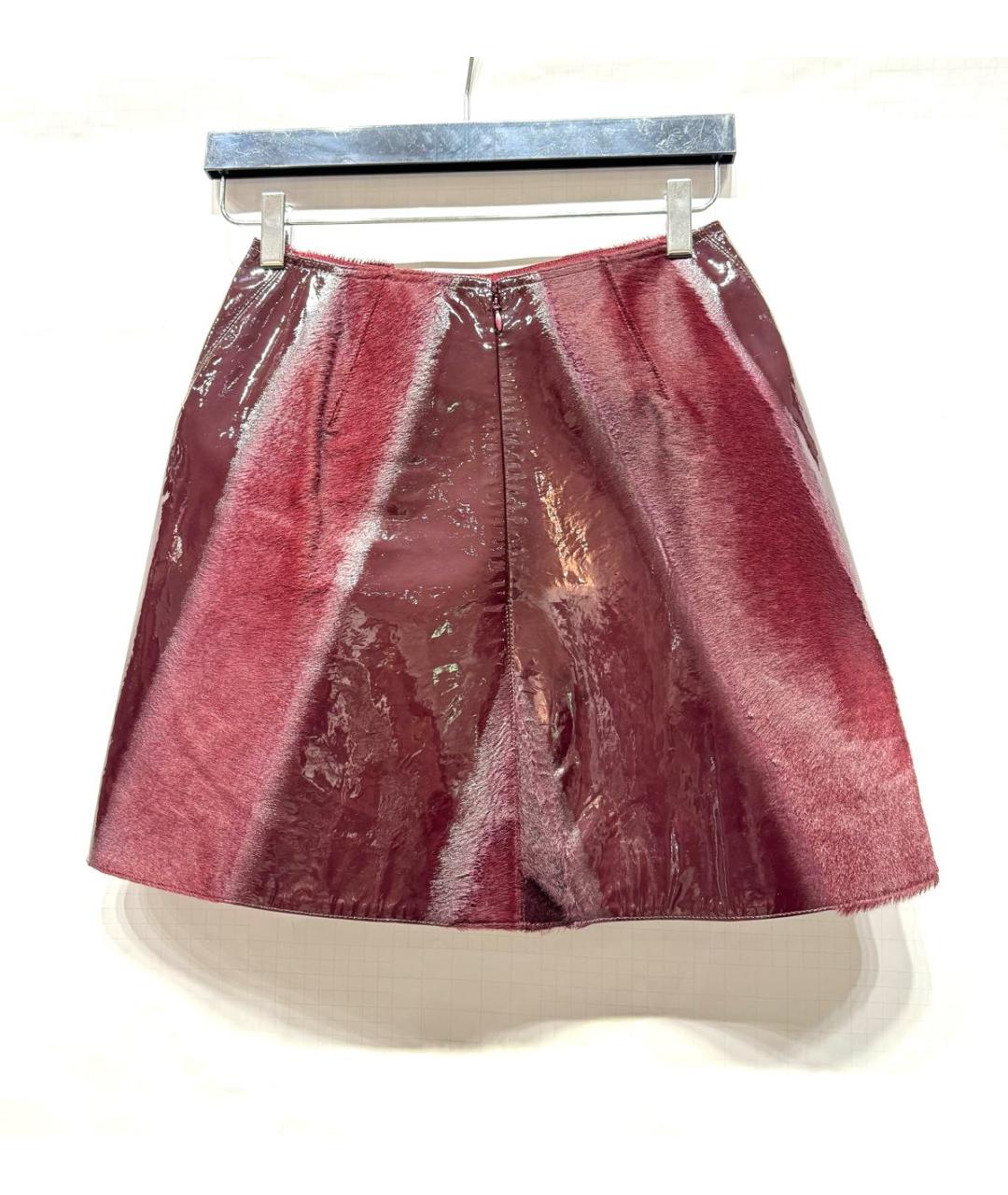 ALAIA Бордовая кожаная юбка мини, фото 2