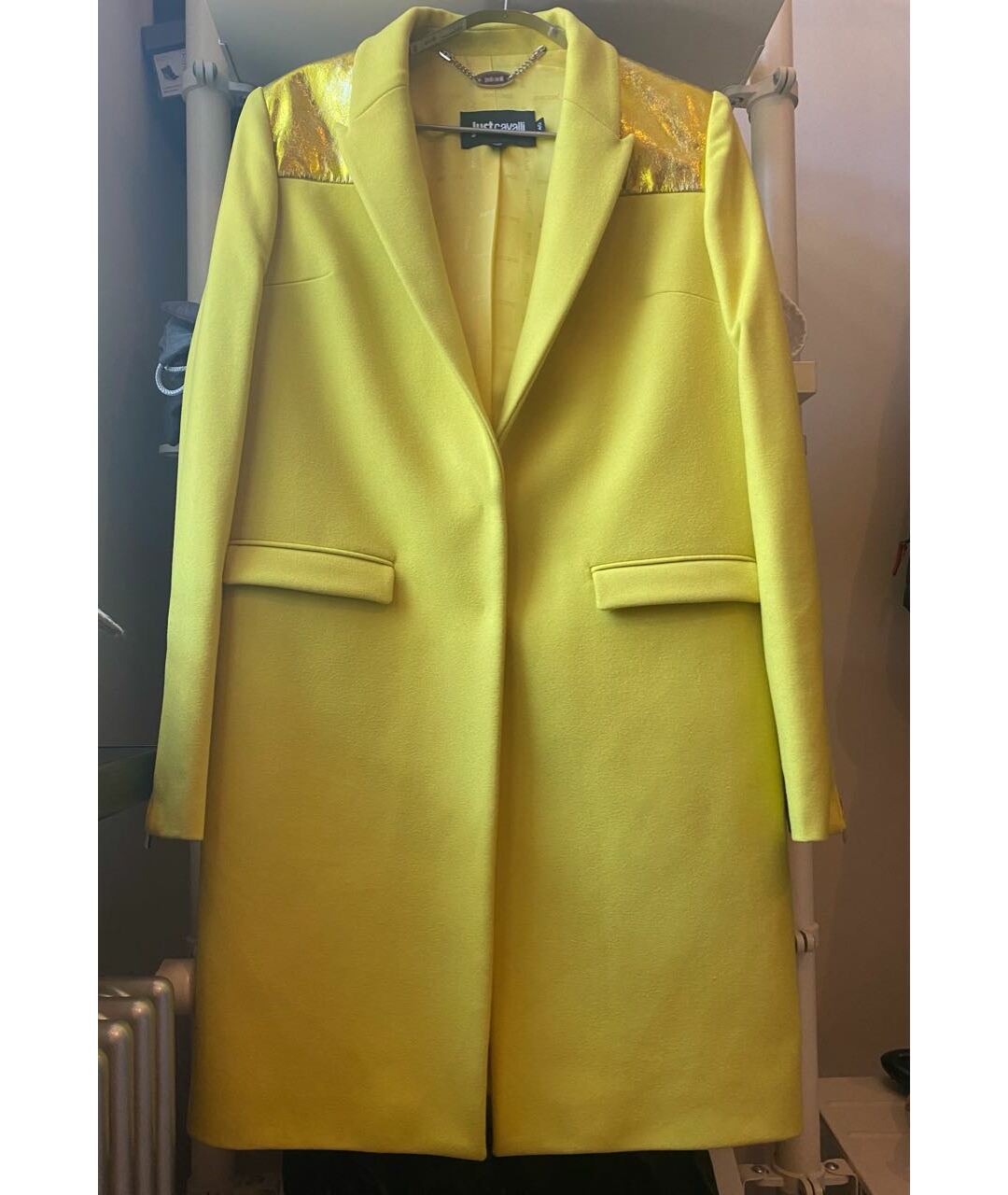 JUST CAVALLI Желтое шерстяное пальто, фото 4