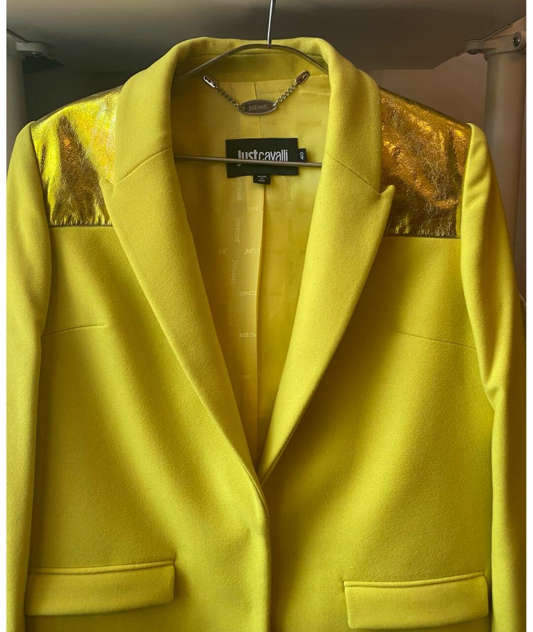 JUST CAVALLI Желтое шерстяное пальто, фото 2