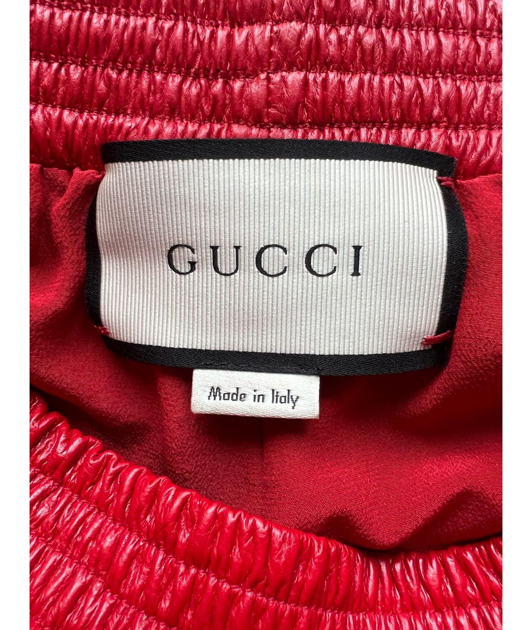 GUCCI Красная кожаная юбка миди, фото 3