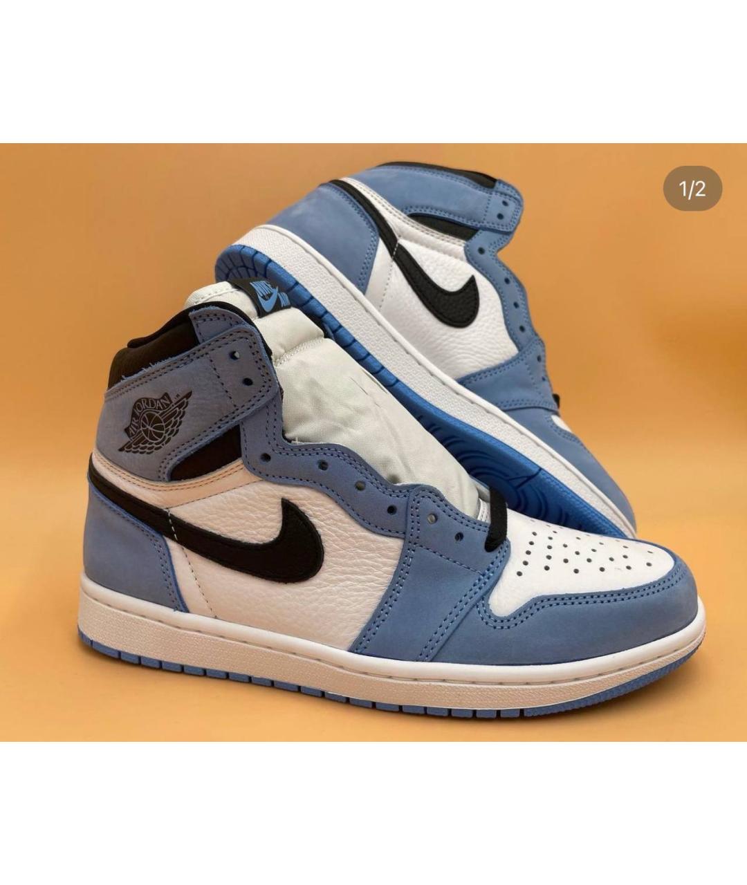 JORDAN Голубые замшевые высокие кроссовки / кеды, фото 2