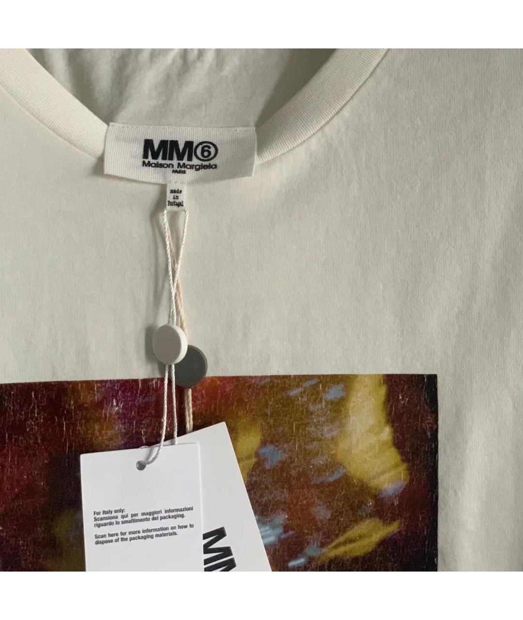 MM6 MAISON MARGIELA Бежевая хлопко-эластановая футболка, фото 7