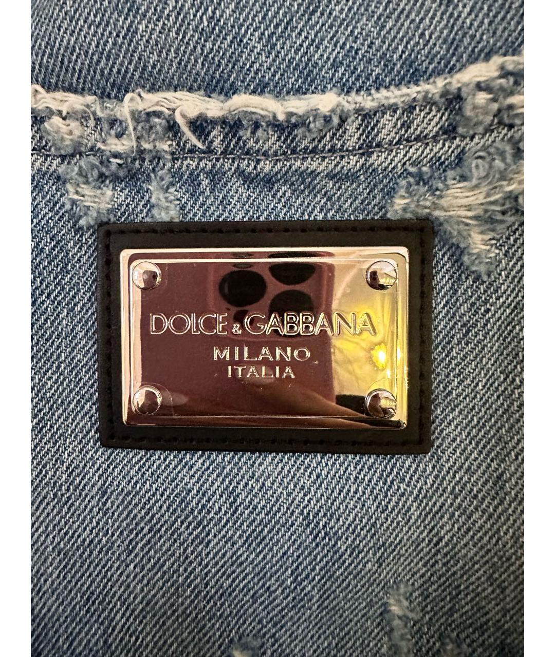 DOLCE&GABBANA Голубые хлопковые джинсы слим, фото 4