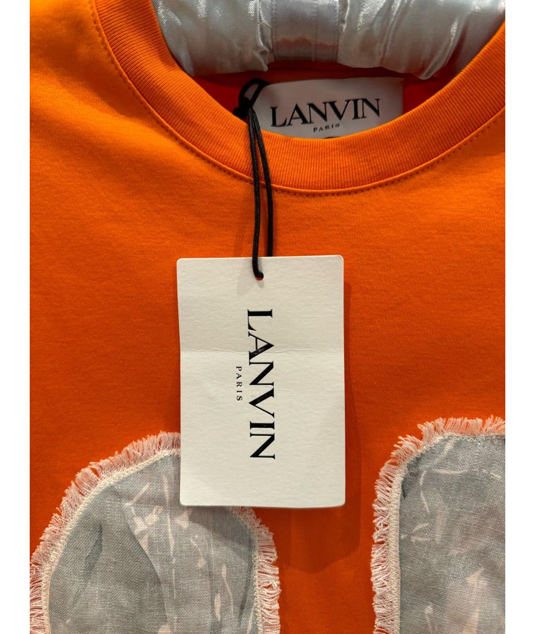 LANVIN Оранжевая хлопковая футболка, фото 5