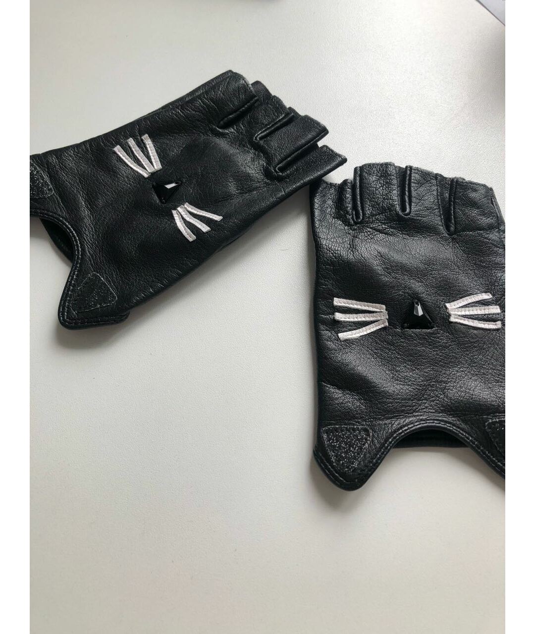 KARL LAGERFELD Черные кожаные перчатки, фото 3