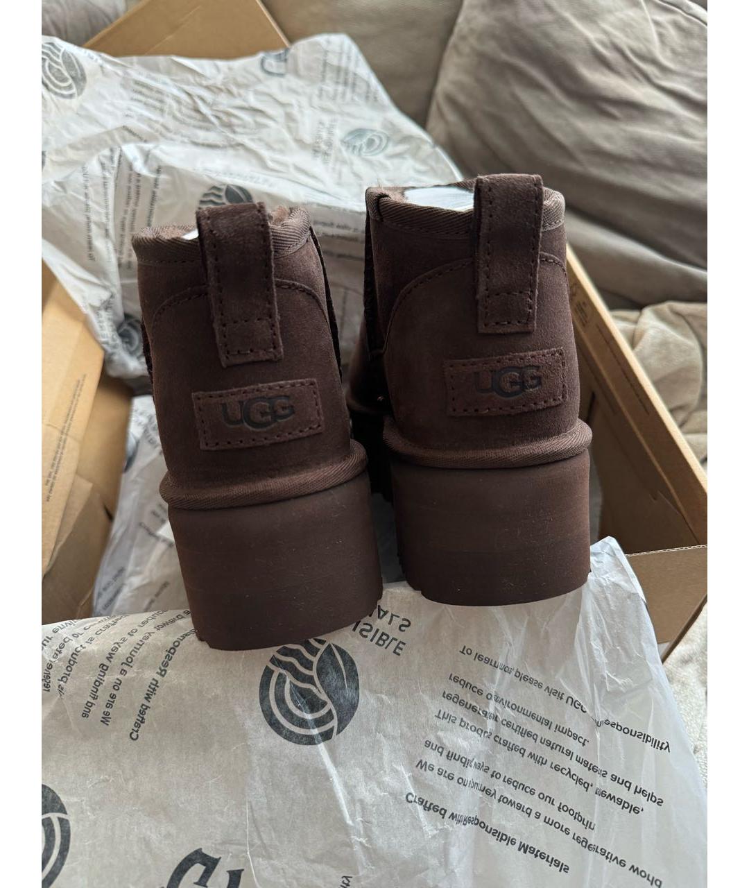 UGG AUSTRALIA Коричневые замшевые ботинки, фото 3