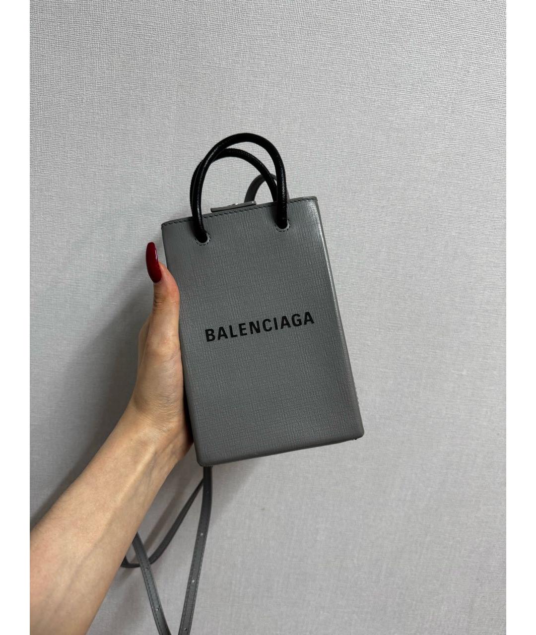 BALENCIAGA Серая сумка через плечо из искусственной кожи, фото 9