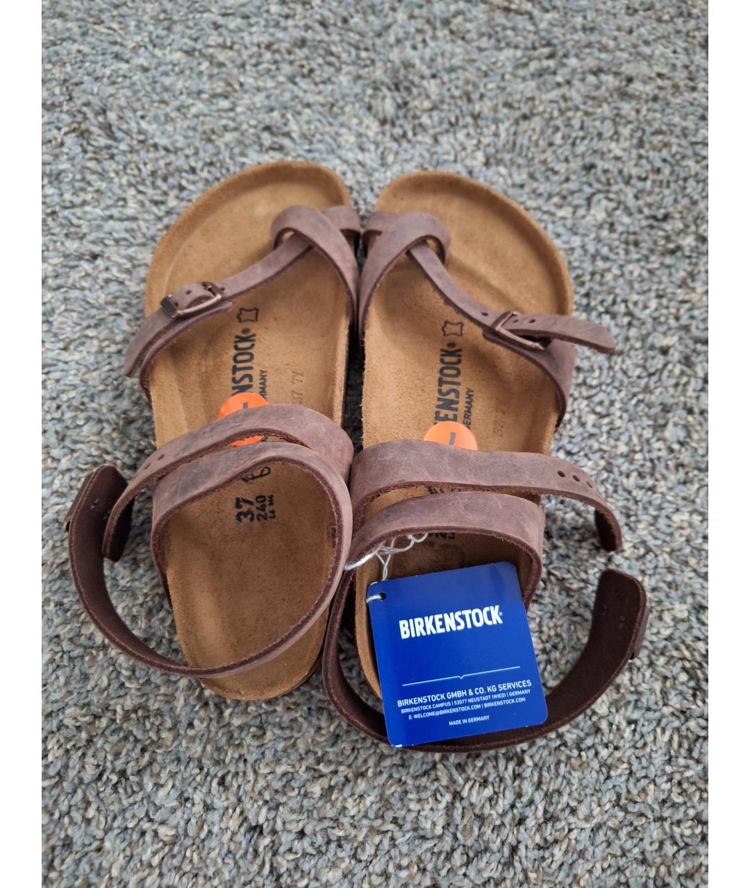 BIRKENSTOCK Коричневые кожаные сандалии, фото 3