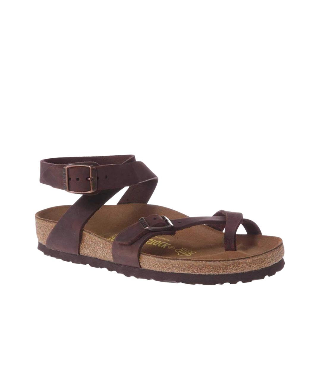 BIRKENSTOCK Коричневые кожаные сандалии, фото 1