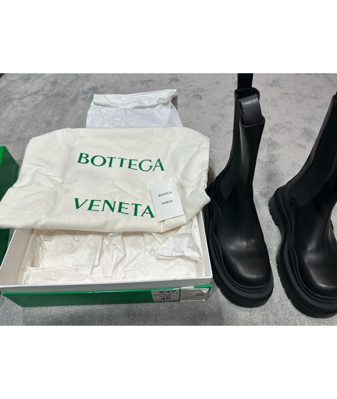 BOTTEGA VENETA Черные кожаные полусапоги, фото 5