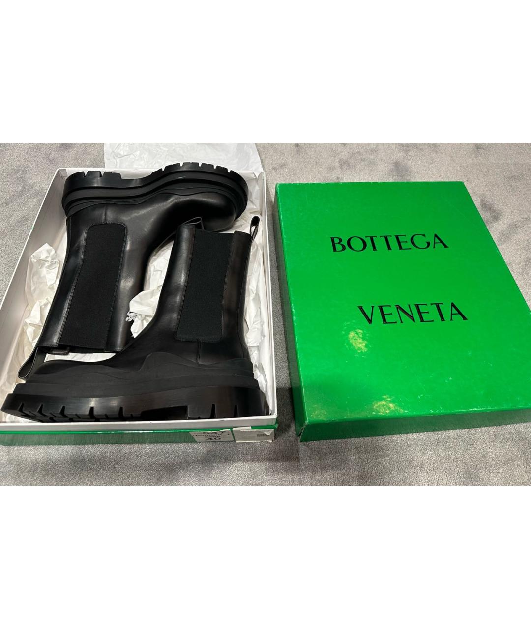 BOTTEGA VENETA Черные кожаные полусапоги, фото 8