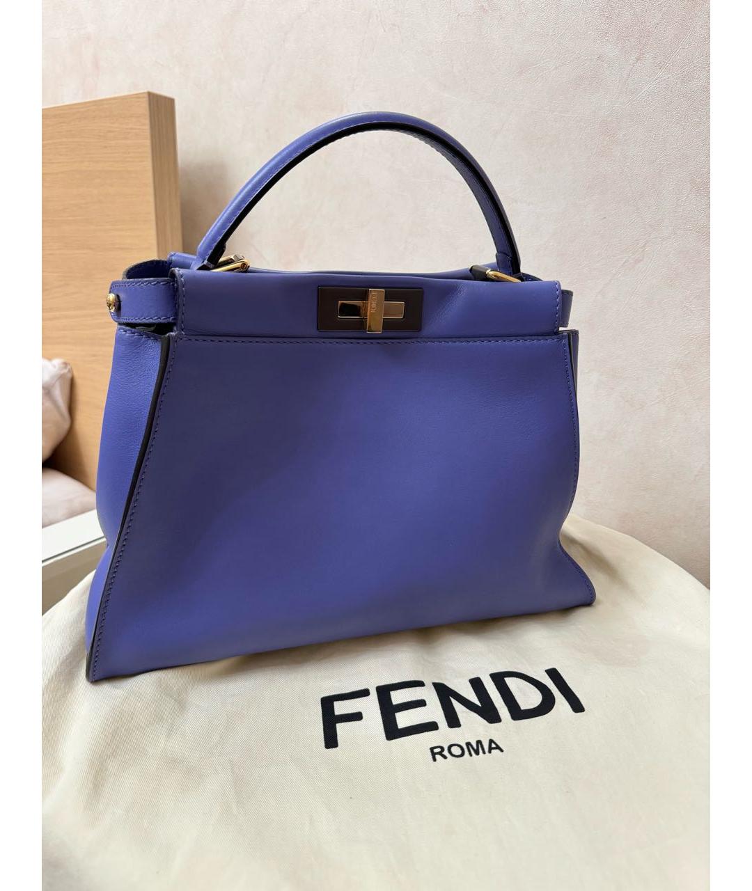 FENDI Фиолетовая кожаная сумка с короткими ручками, фото 6