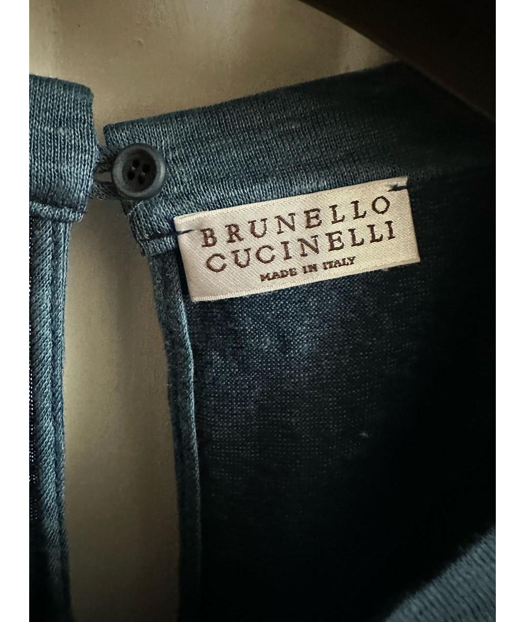 BRUNELLO CUCINELLI Голубая льняная футболка, фото 2