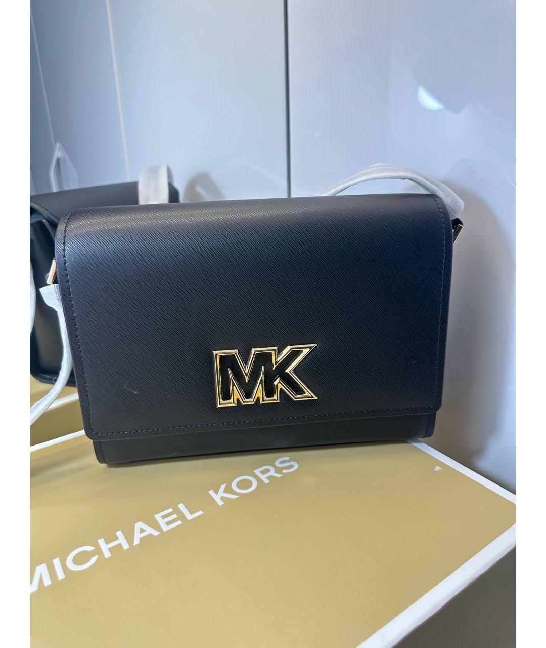 MICHAEL KORS Черная кожаная сумка через плечо, фото 3