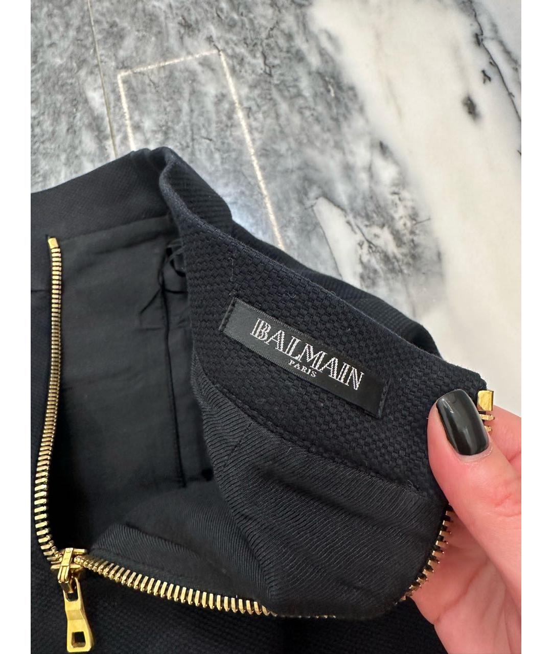 BALMAIN Черная хлопковая юбка мини, фото 3