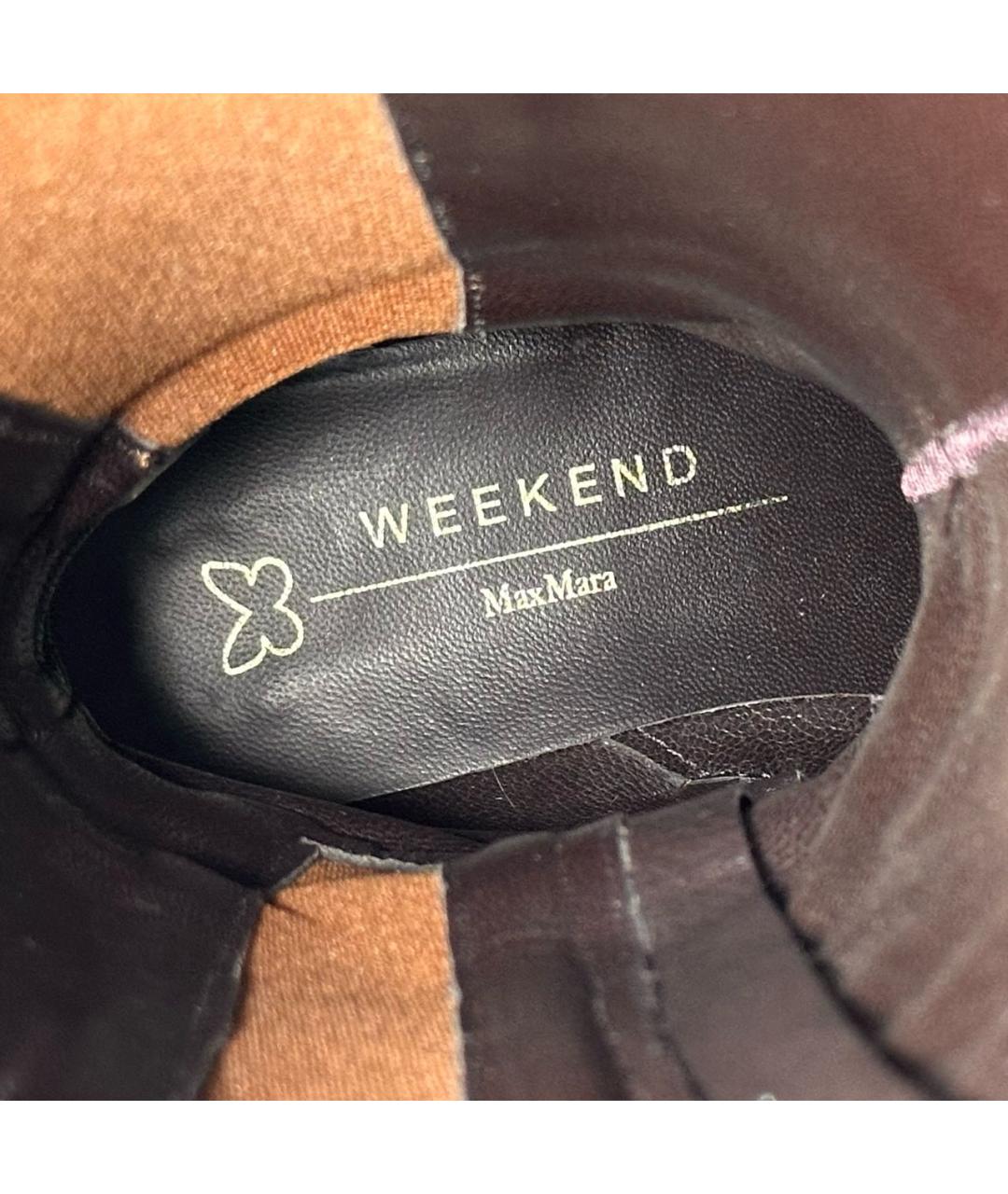 WEEKEND MAX MARA Коричневые кожаные сапоги, фото 6