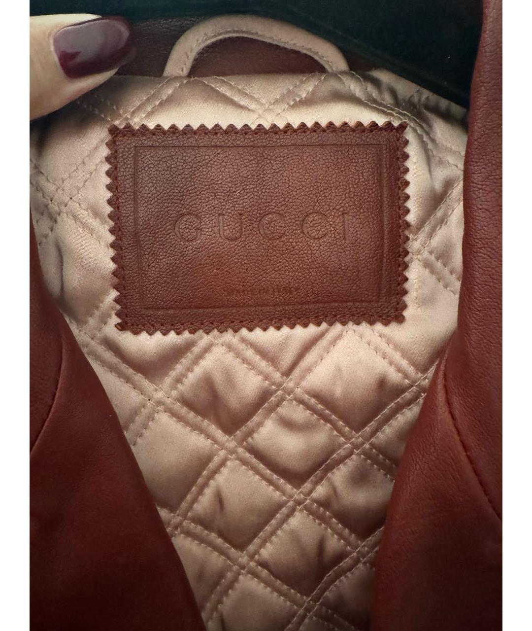 GUCCI Бордовая кожаная куртка, фото 5