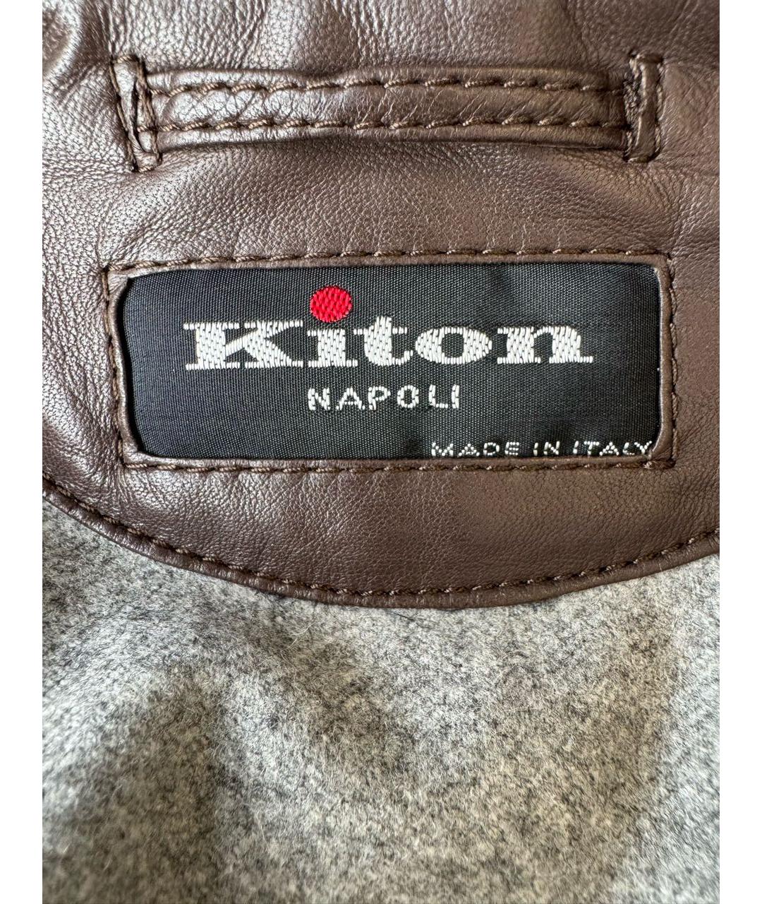 KITON Коричневая кожаная куртка, фото 3