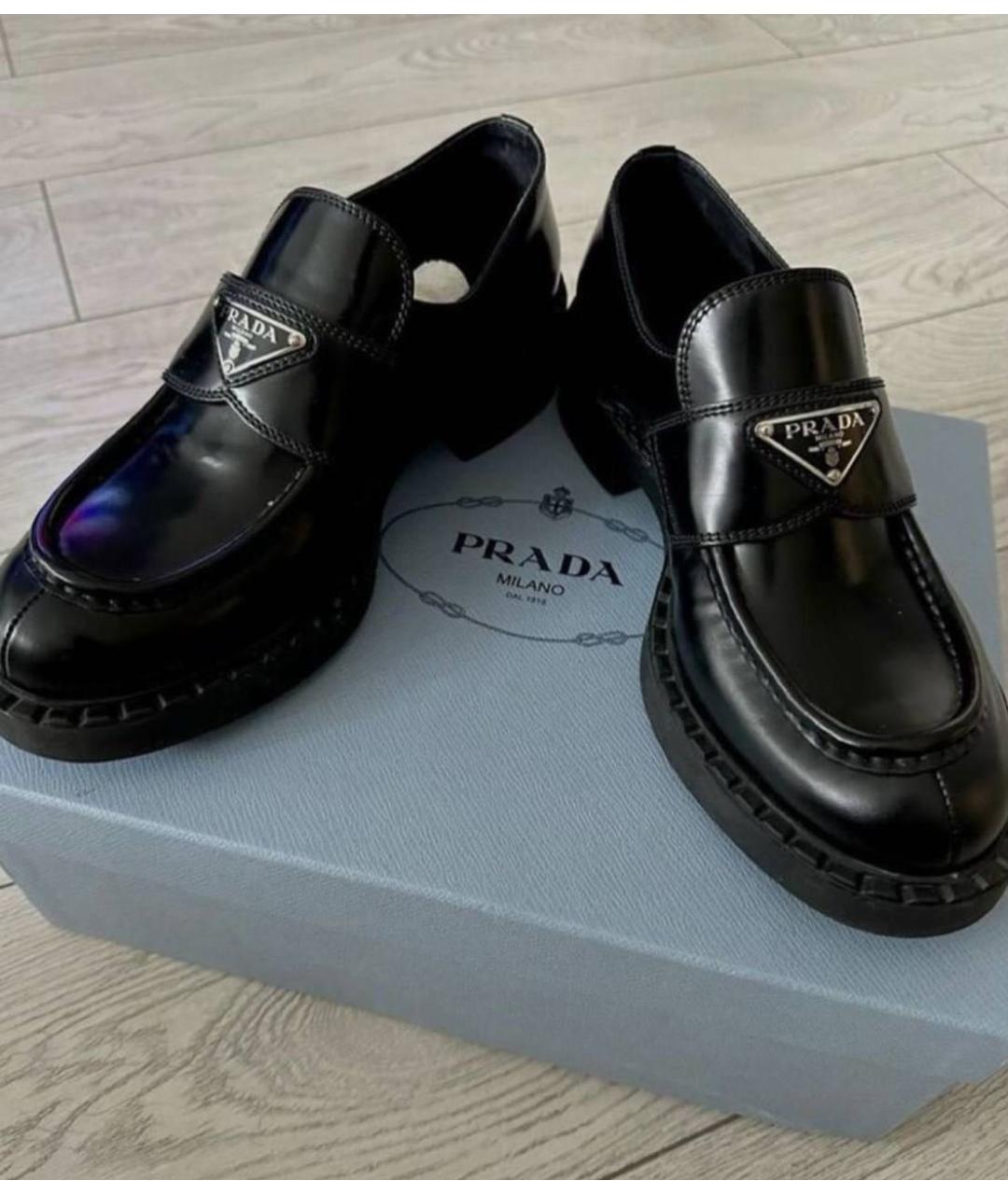 PRADA Черные кожаные лоферы, фото 3