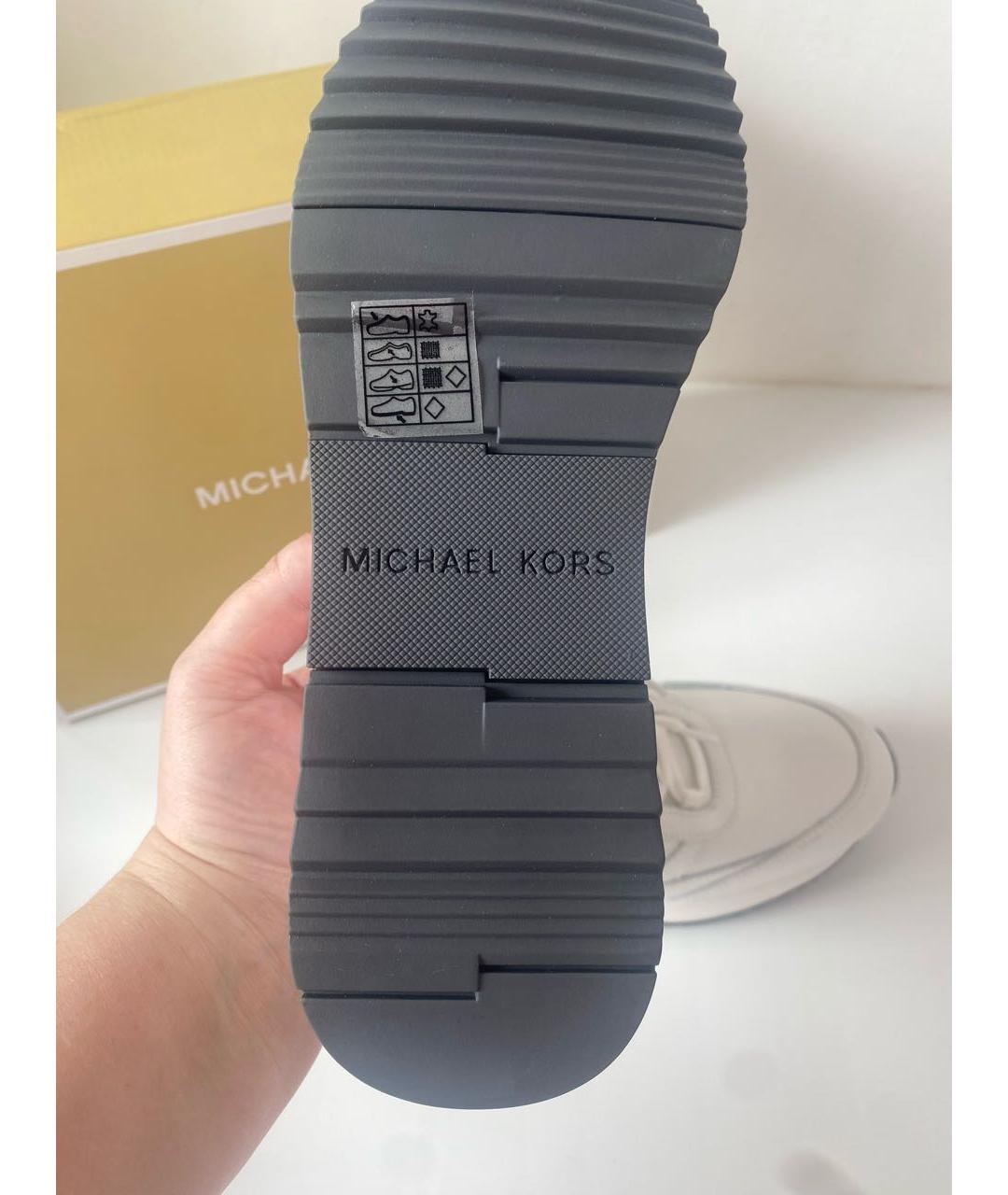 MICHAEL KORS Белые кожаные кроссовки, фото 8