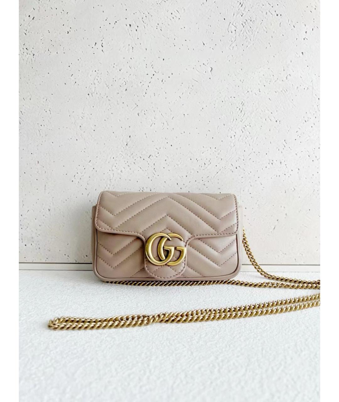 GUCCI Бежевая кожаная сумка через плечо, фото 6