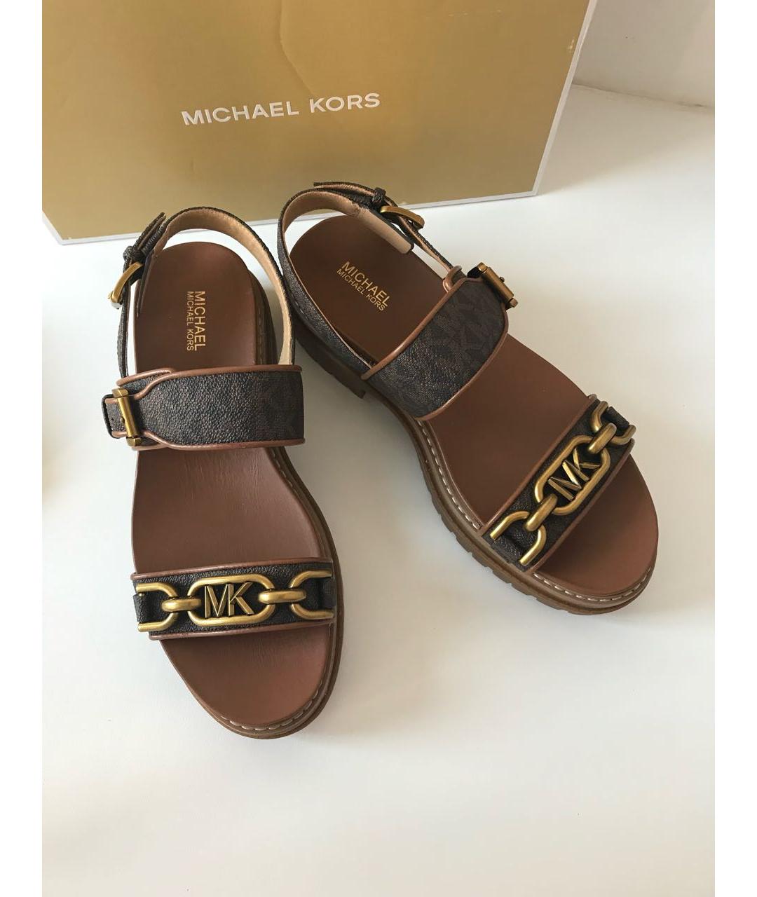 MICHAEL KORS Коричневые кожаные сандалии, фото 8