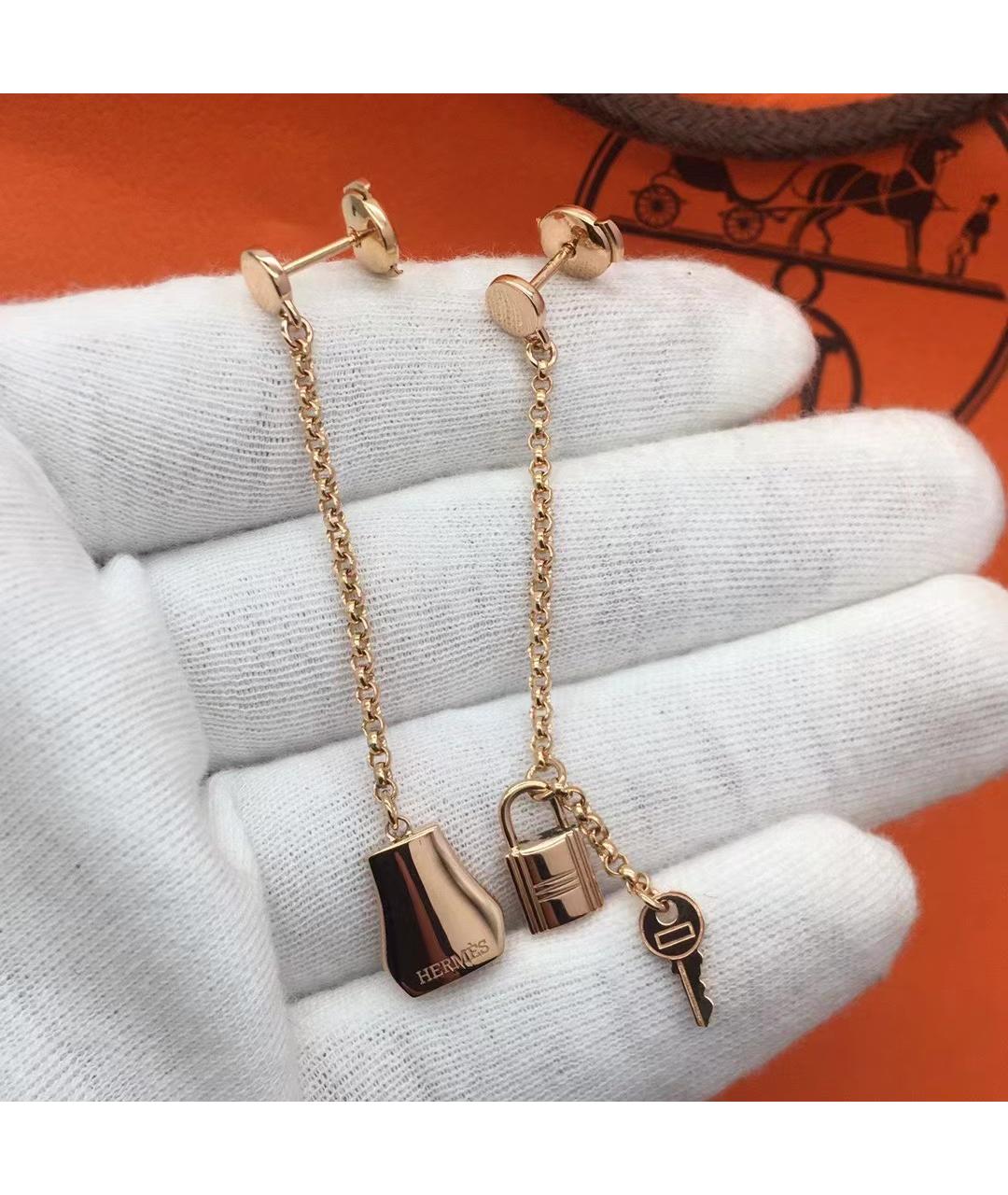 HERMES Золотые серьги из розового золота, фото 3