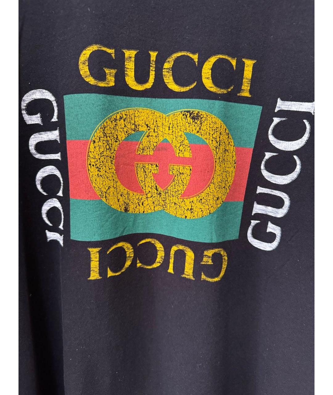 GUCCI Черная хлопковая футболка, фото 4