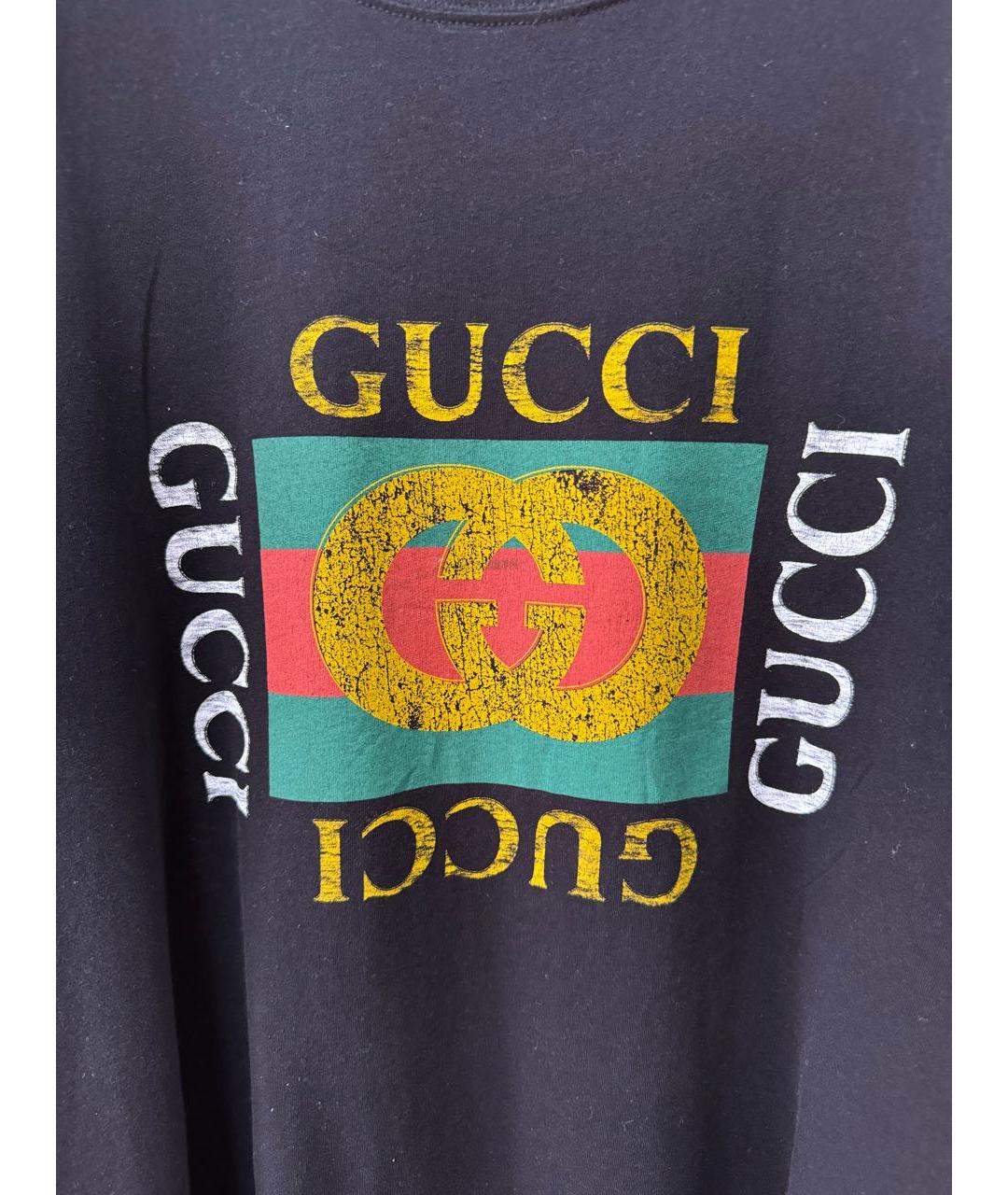 GUCCI Черная хлопковая футболка, фото 2