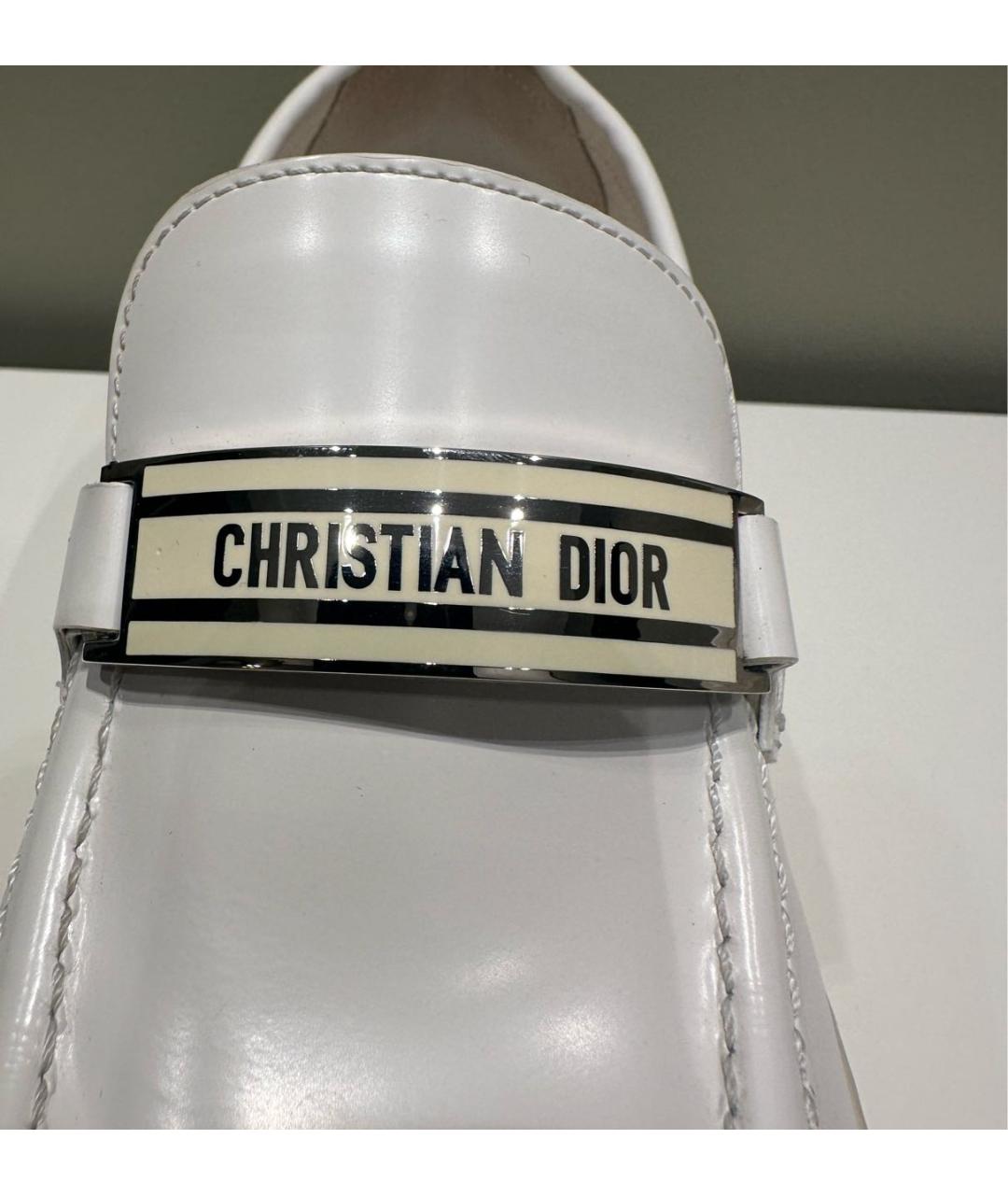 CHRISTIAN DIOR Белые кожаные лоферы, фото 5