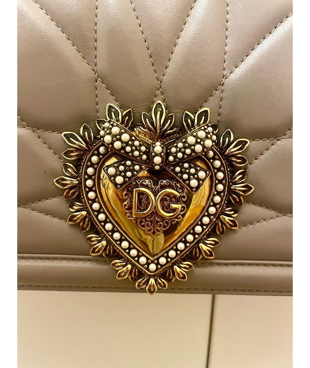DOLCE&GABBANA Бежевая кожаная сумка через плечо, фото 5