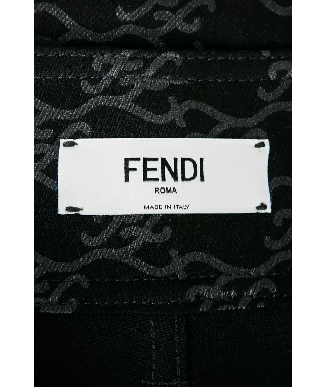 FENDI Черные хлопко-эластановые прямые джинсы, фото 3