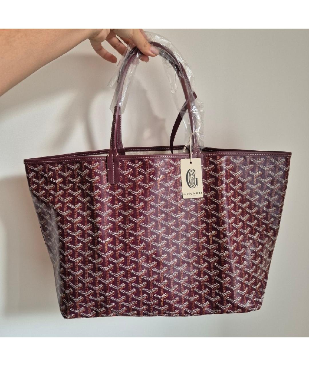 GOYARD Бордовая кожаная сумка тоут, фото 5