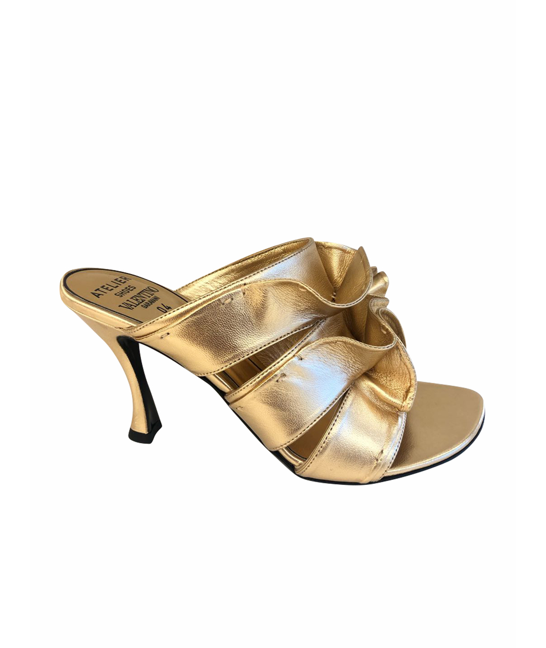 VALENTINO GARAVANI Золотые кожаные мюли, фото 1
