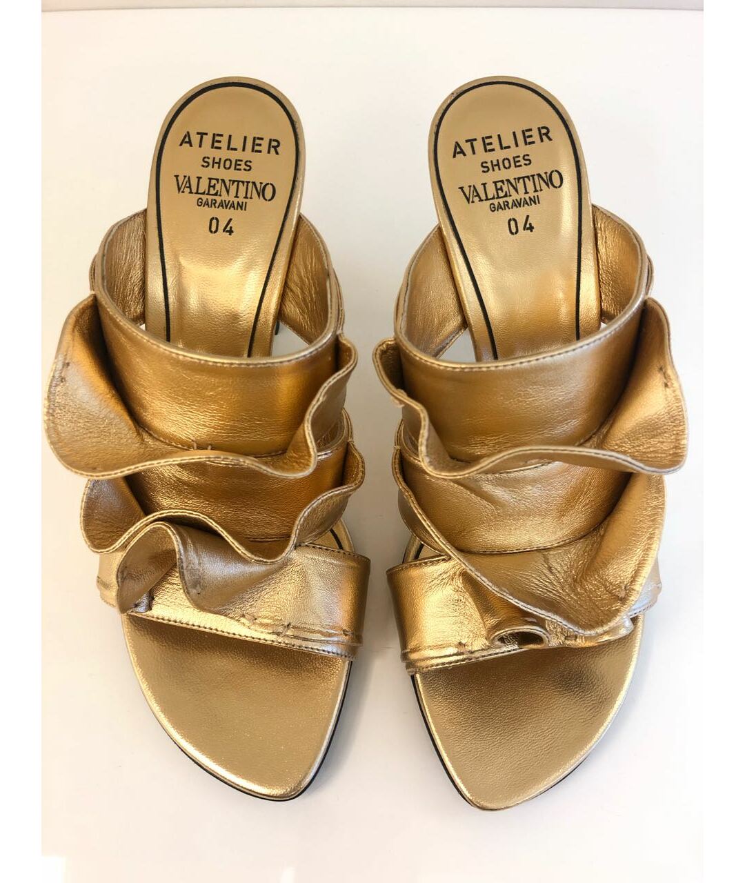 VALENTINO GARAVANI Золотые кожаные мюли, фото 3