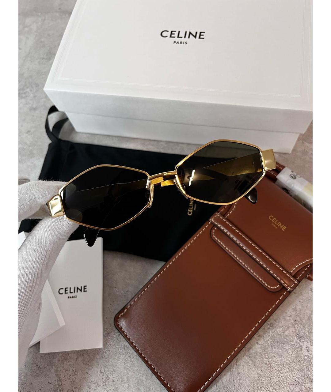 CELINE Золотые металлические солнцезащитные очки, фото 6