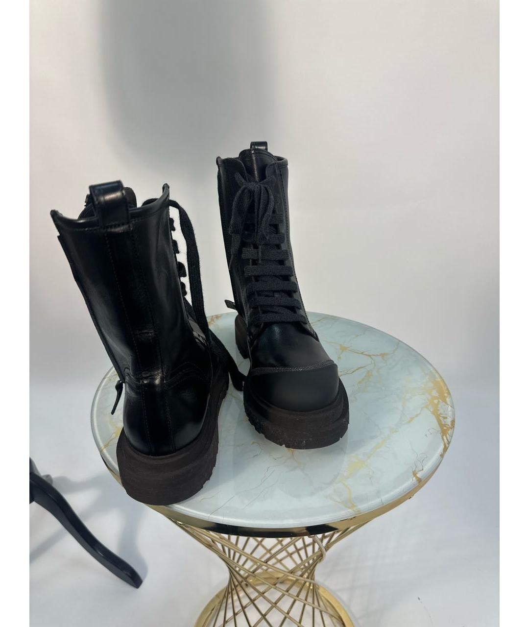 BRUNELLO CUCINELLI Черные кожаные ботинки, фото 4