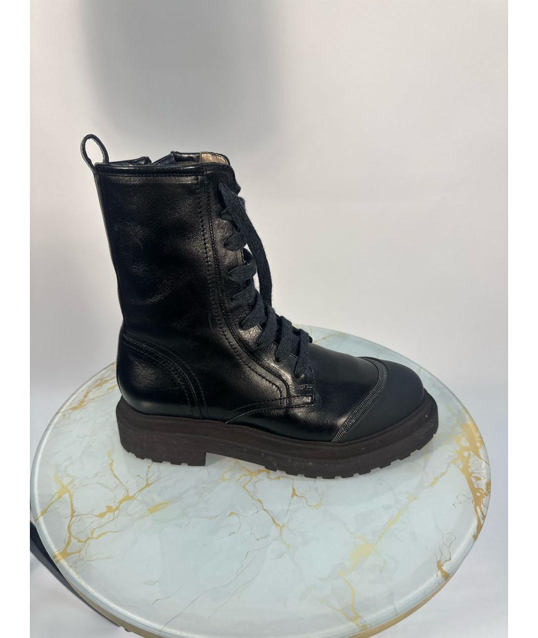 BRUNELLO CUCINELLI Черные кожаные ботинки, фото 6