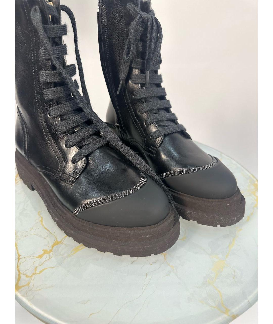 BRUNELLO CUCINELLI Черные кожаные ботинки, фото 5