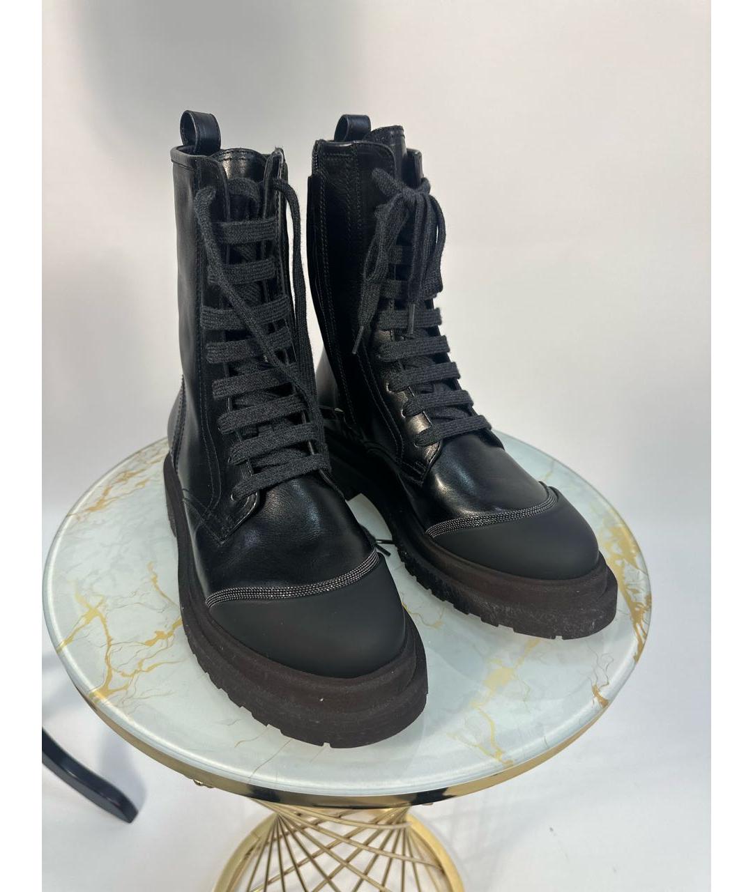 BRUNELLO CUCINELLI Черные кожаные ботинки, фото 2