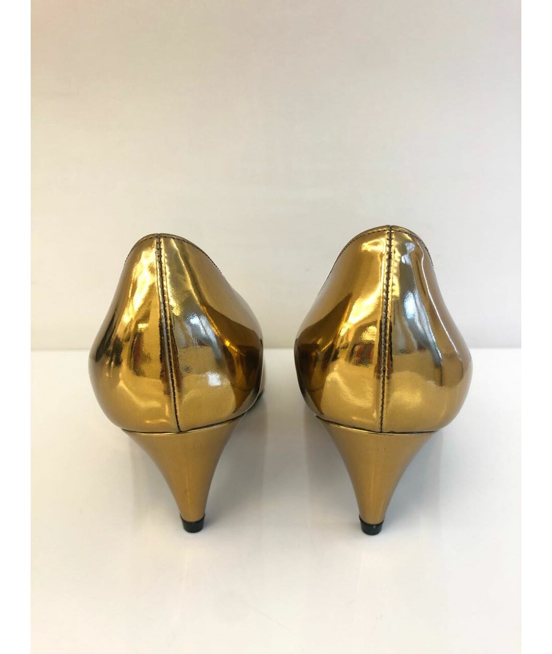 SAINT LAURENT Золотые кожаные туфли, фото 4