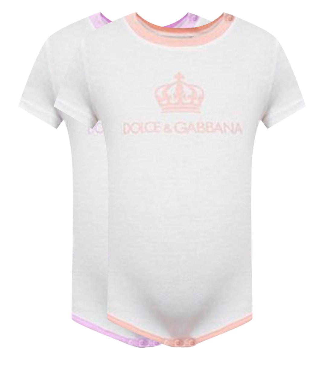 DOLCE & GABBANA KIDS Белый хлопковый боди/ползунок, фото 1