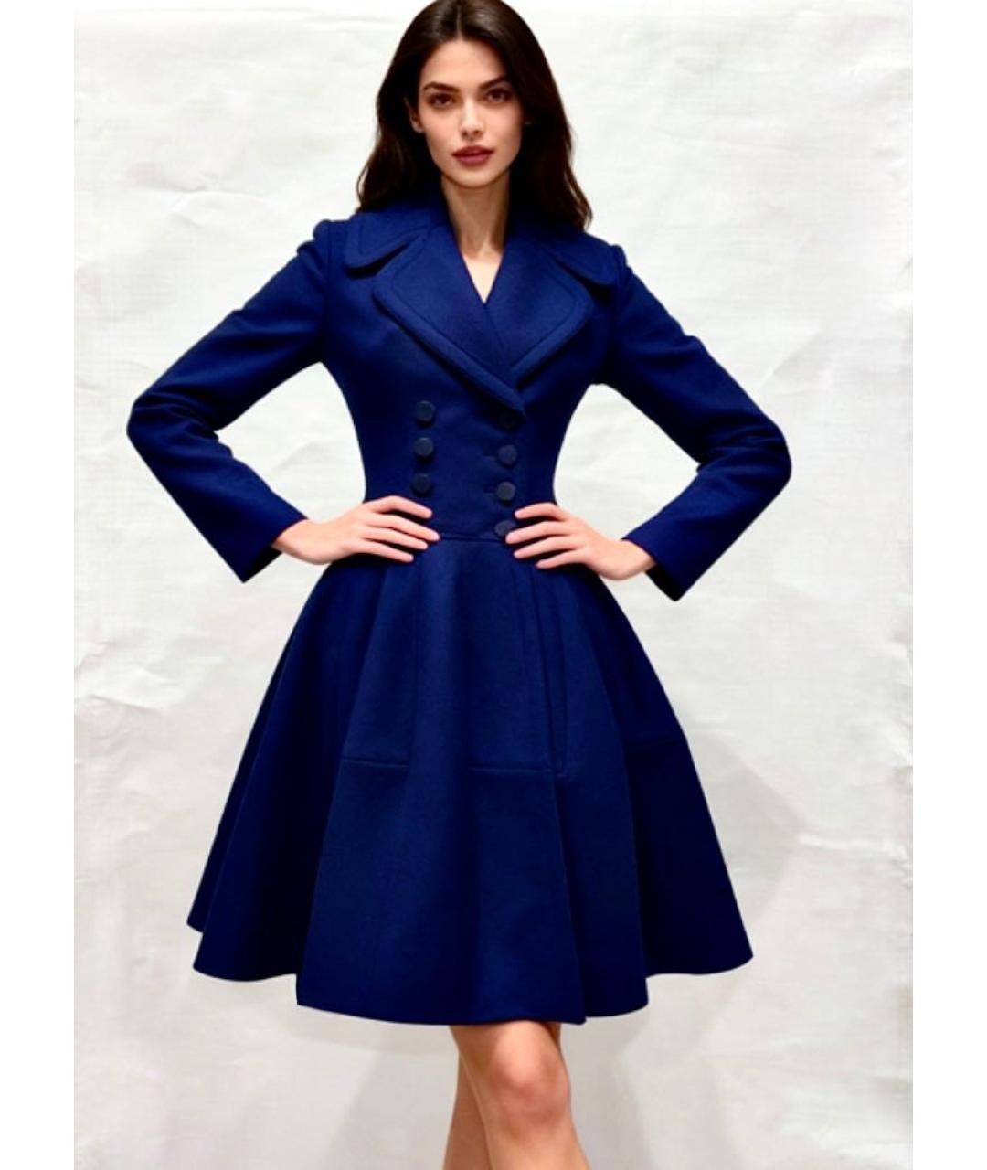 ALAIA Темно-синее шерстяное пальто, фото 5