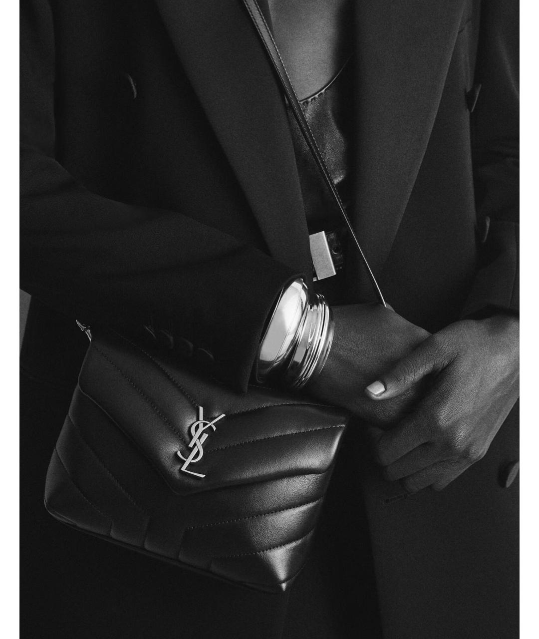 SAINT LAURENT Черная кожаная сумка через плечо, фото 2