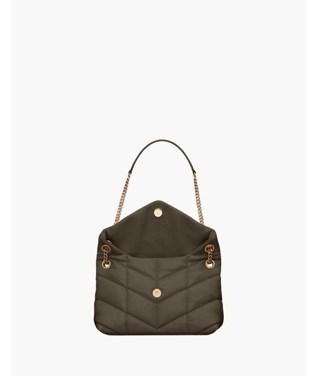 SAINT LAURENT Хаки кожаная сумка через плечо, фото 4