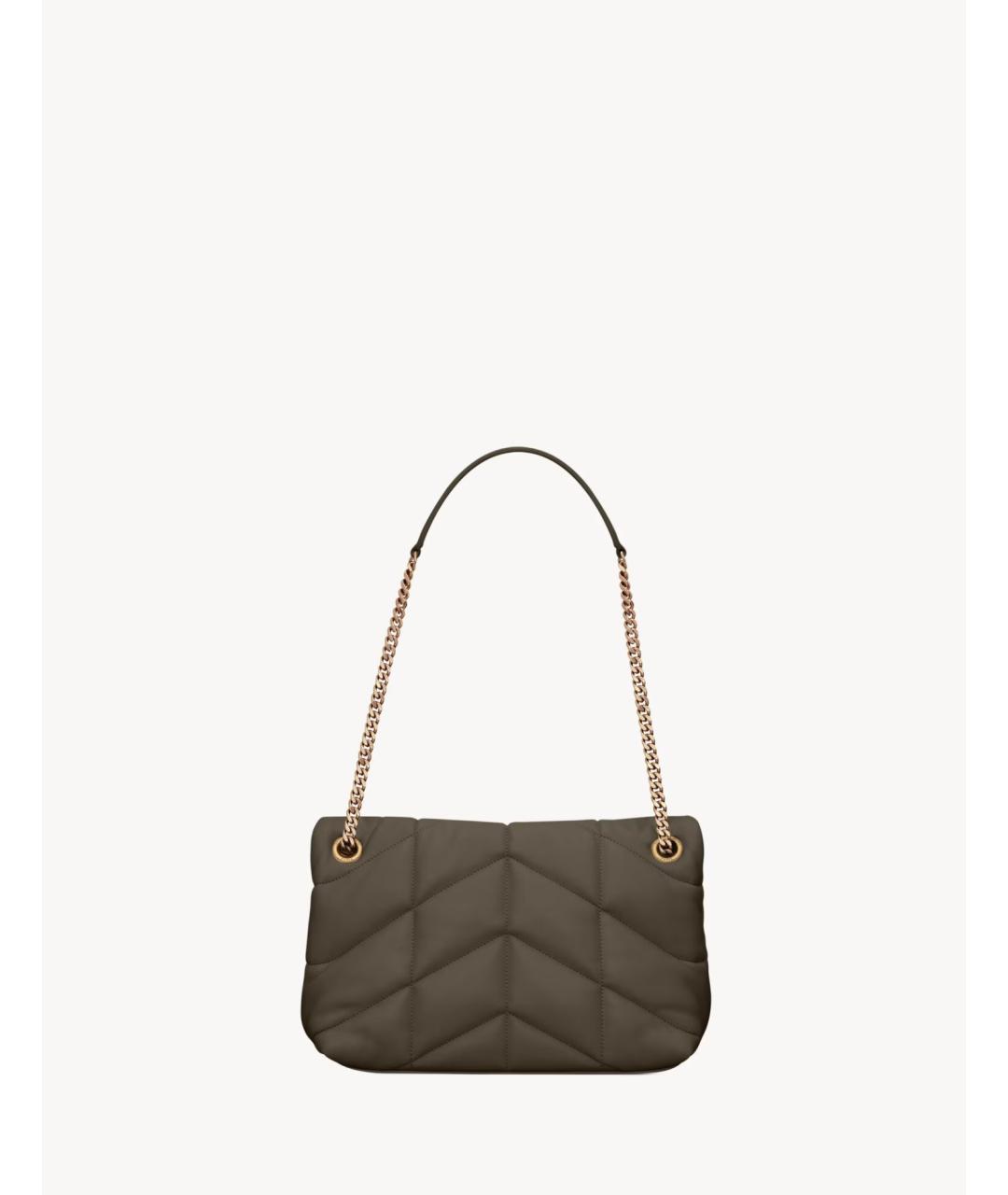 SAINT LAURENT Хаки кожаная сумка через плечо, фото 2